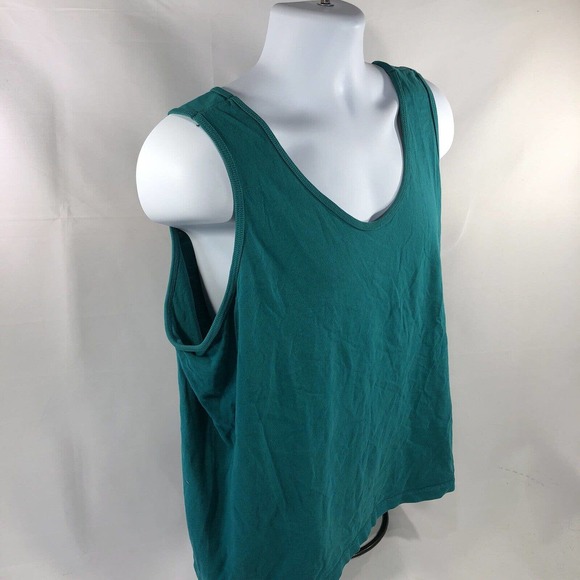 VTG 90’s Fruit Of The Loom Casual Wear Turquoise Womens Tank Top XL USA Made - Picture 2 of 10